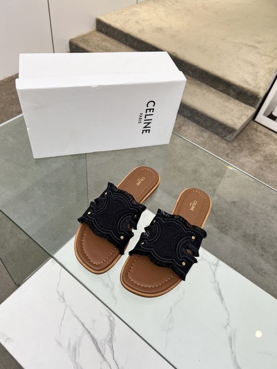 Celine Embroidery Casual Slide Slippers