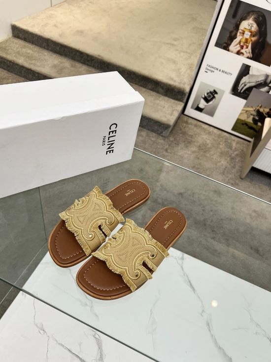 Celine Embroidery Casual Slide Slippers