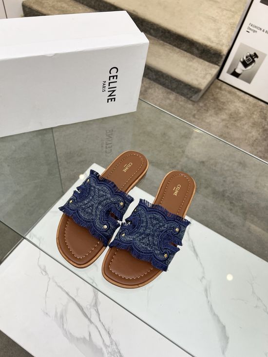 Celine Embroidery Casual Slide Slippers
