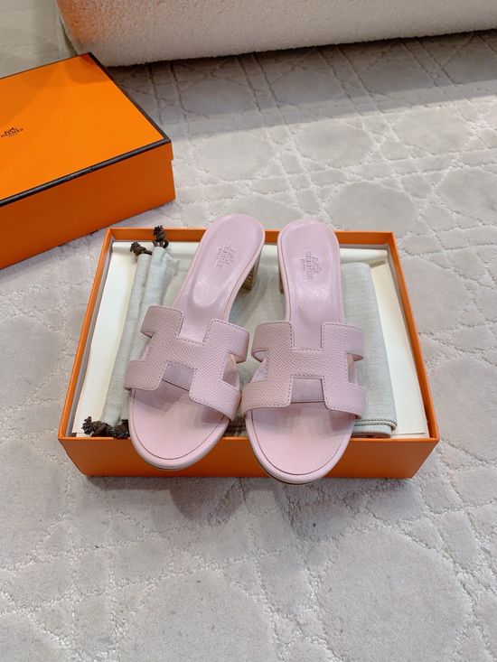 Hermes Classic Chunky Heel Comfort Slide Sandals