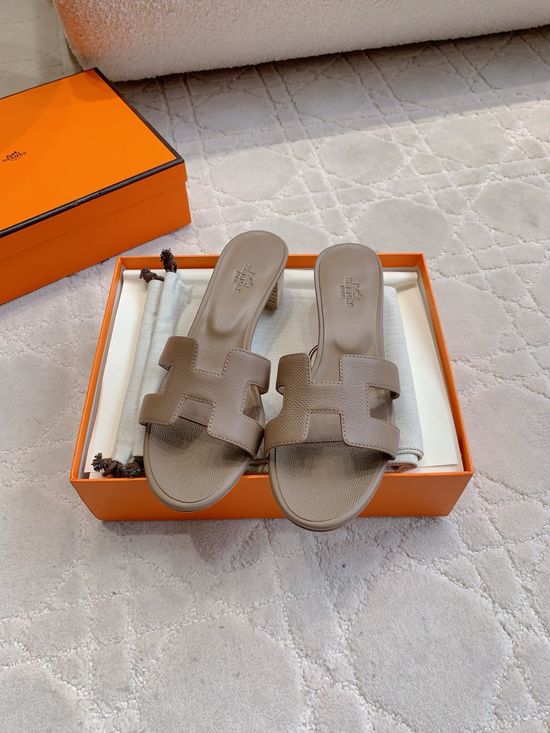Hermes Classic Chunky Heel Comfort Slide Sandals
