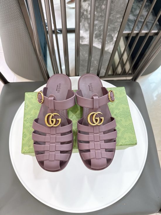 Gucci Half-open Translucent TPU Jelly Sandals Fine Workmanship