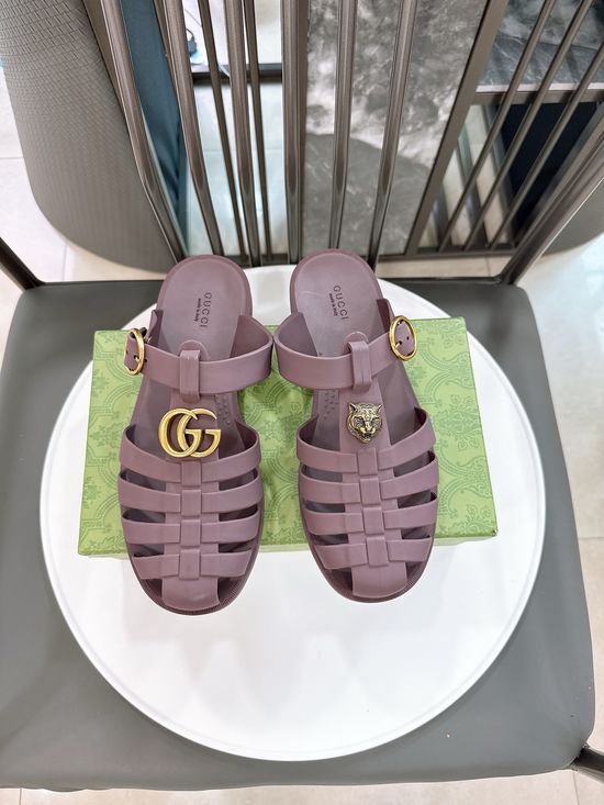 Gucci Half-open Translucent TPU Jelly Sandals Fine Workmanship