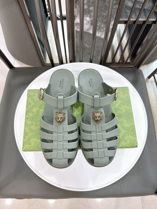 Gucci Half-open Translucent TPU Jelly Sandals Fine Workmanship