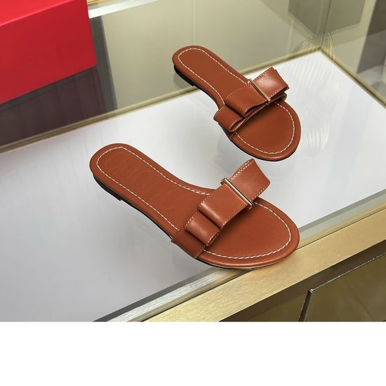 Hermes Cowhide Flat Slide Sandals Sheepskin Lining Rubber Sole