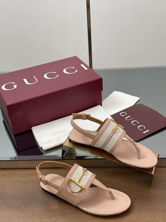 Gucci Classic Metal Decor Sheepskin Flip Flop Sandals