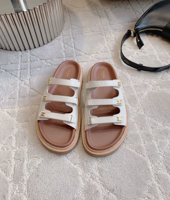 Celine Classic Logo Thick-Soled Slippers with Premium Leather