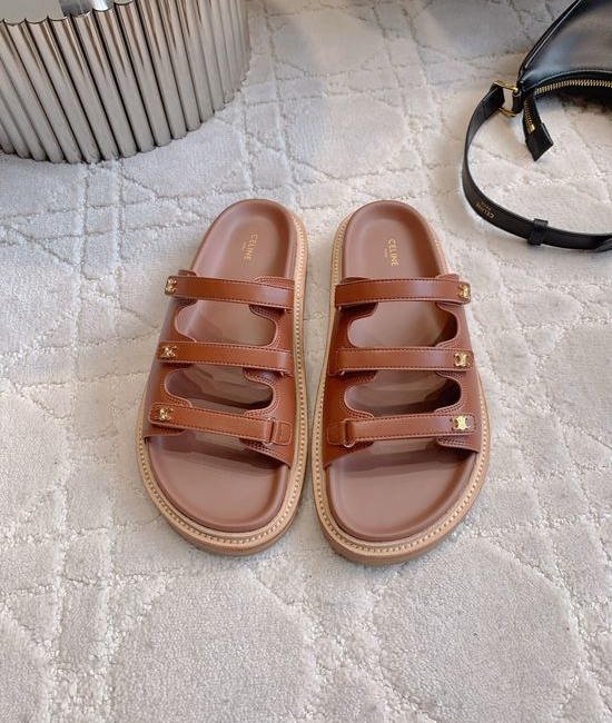 Celine Classic Logo Thick-Soled Slippers with Premium Leather