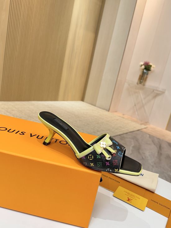 Louis Vuitton Mid Heel Leather Sandals Premium Soft Lining Durable Leather Sole