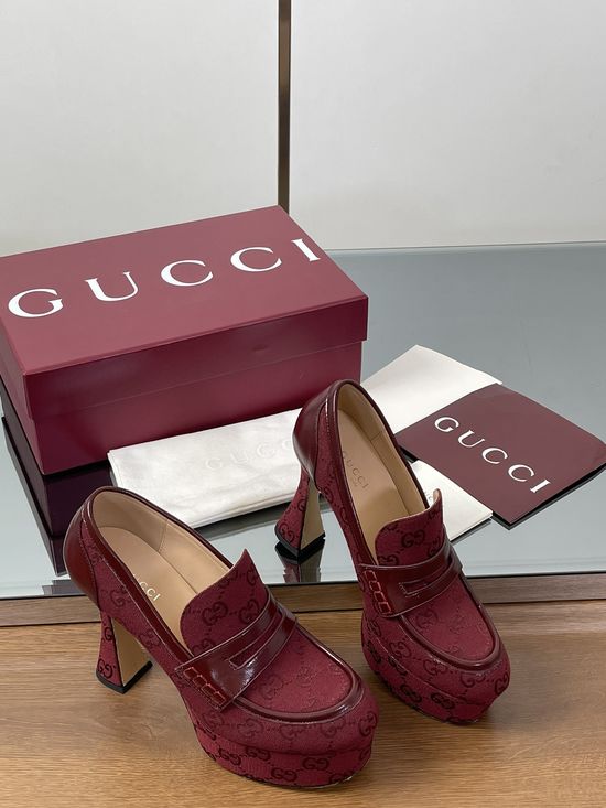 Gucci Equestrian Embellished Platform Mary Jane Heel Shoes