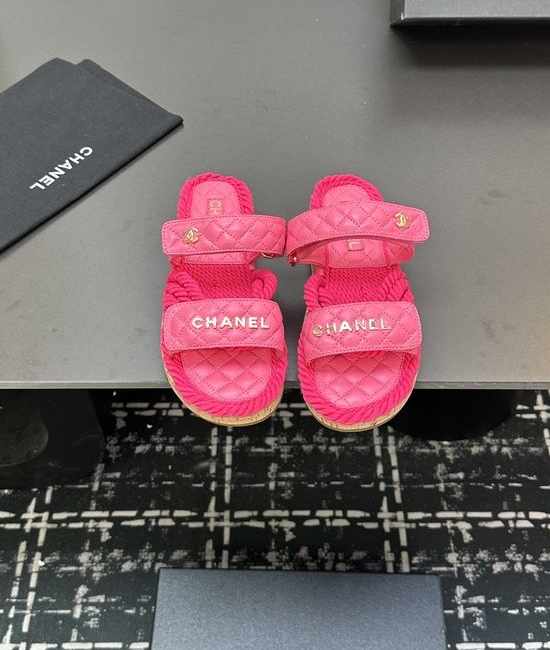 Chanel Woven Strap Quilted Pattern Casual Summer Slippers