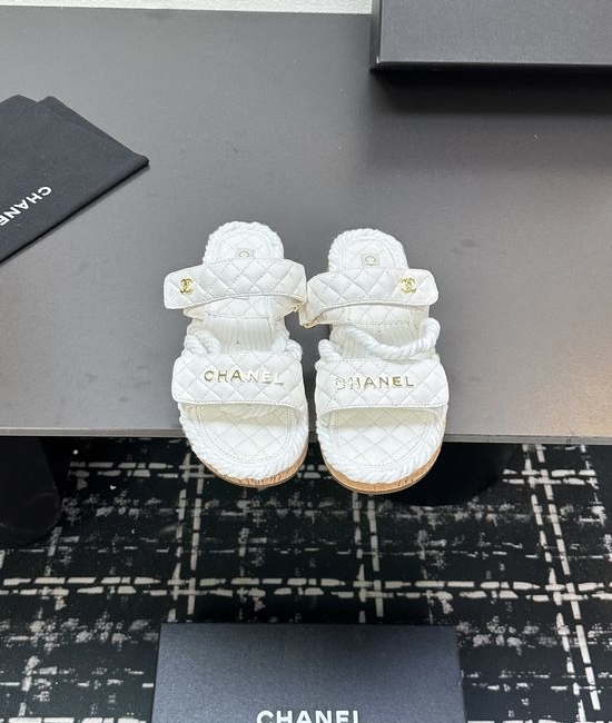 Chanel Woven Strap Quilted Pattern Casual Summer Slippers