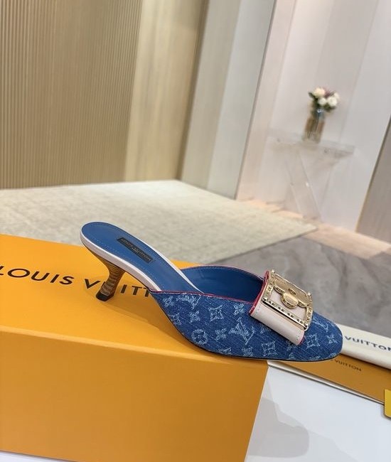 Louis Vuitton LV Mid Heel Leather Sandals Premium Soft Lining Durable Leather Sole