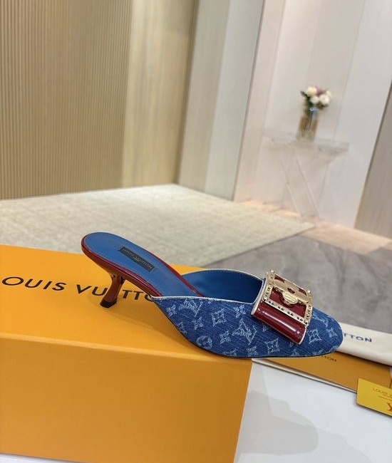 Louis Vuitton LV Mid Heel Leather Sandals Premium Soft Lining Durable Leather Sole