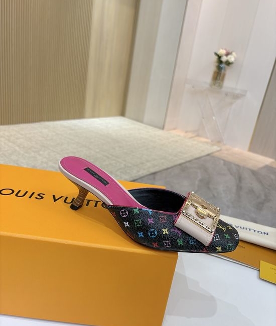 Louis Vuitton LV Mid Heel Leather Sandals Premium Soft Lining Durable Leather Sole
