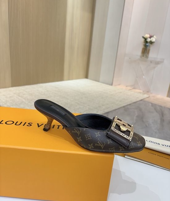 Louis Vuitton LV Mid Heel Leather Sandals Premium Soft Lining Durable Leather Sole
