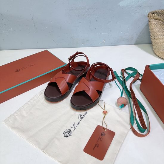 Loro Piana Cross Strap Platform Sandals Soft Comfortable For Summer