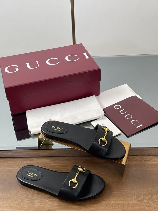 Gucci Horsebit Detail Printed Canvas Slide Sandals