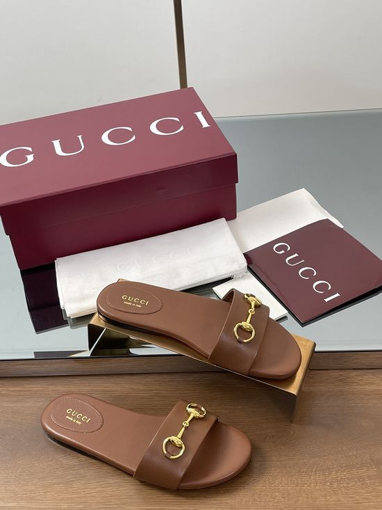 Gucci Horsebit Detail Printed Canvas Slide Sandals