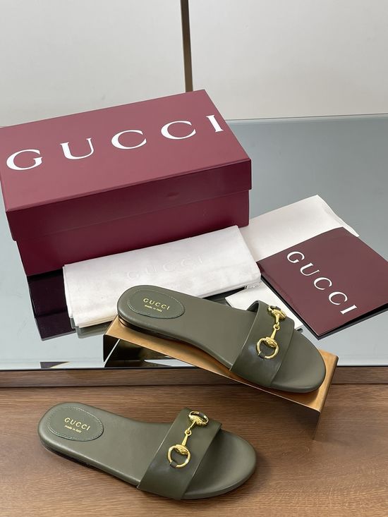 Gucci Horsebit Detail Printed Canvas Slide Sandals