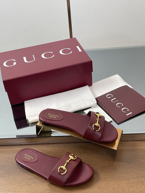 Gucci Horsebit Detail Printed Canvas Slide Sandals
