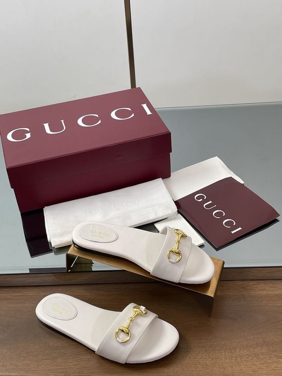 Gucci Horsebit Detail Printed Canvas Slide Sandals