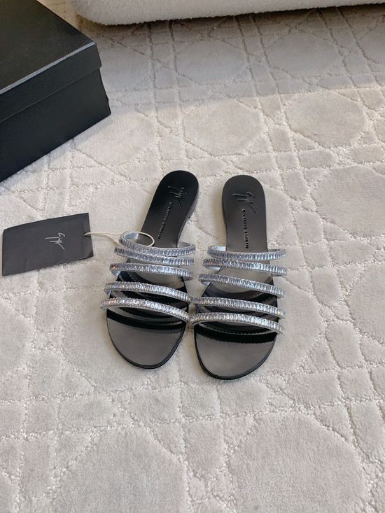 Giuseppe Zanotti Rhinestone Slide Sandals Elegant Genuine Leather Sole