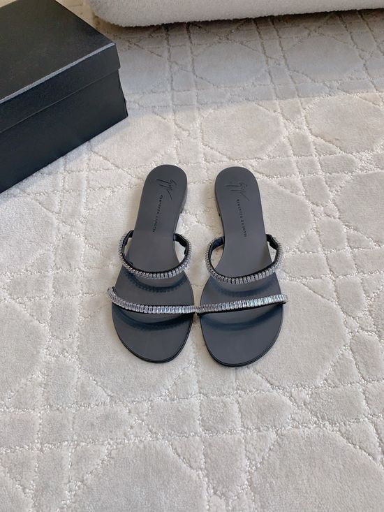 Giuseppe Zanotti Rhinestone Slide Sandals Elegant Genuine Leather Sole