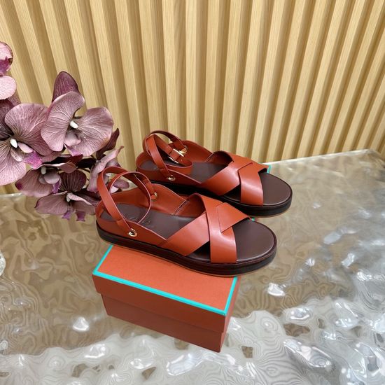 Loro Piana Vintage Cross Strap Leather Comfort Sandals