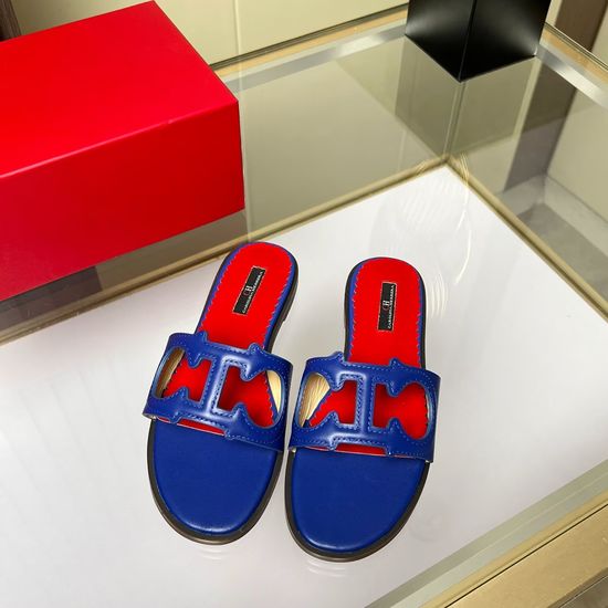 Hermes Genuine Cowhide Comfortable Flat Slide Sandals