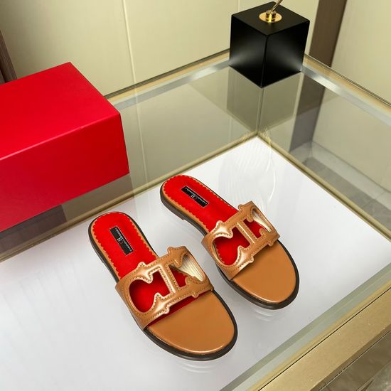 Hermes Genuine Cowhide Comfortable Flat Slide Sandals