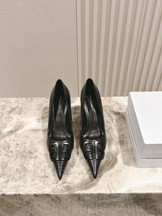 Balenciaga Pointed Toe Patent Leather Rhinestone Buckle Flats