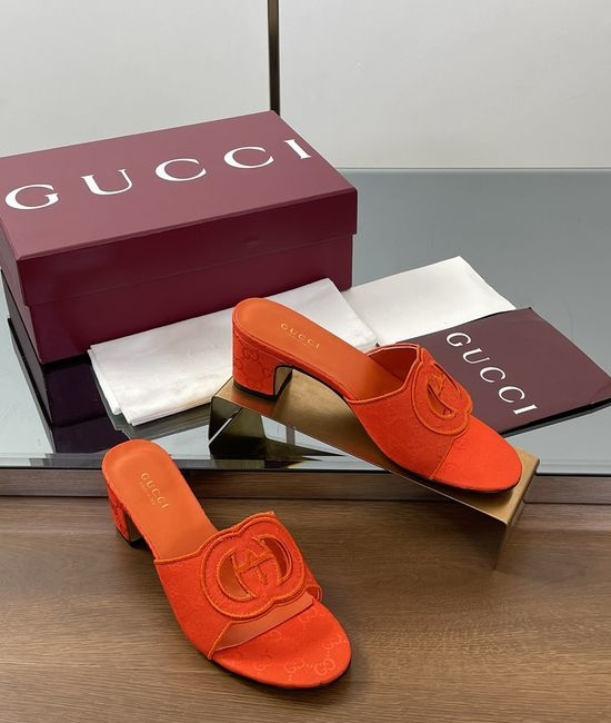 Gucci Hollow Out Canvas Open Toe Comfortable Slippers