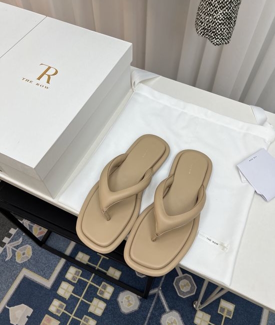 The Row Leather Thong Flip Flops with Non-slip Rubber Sole