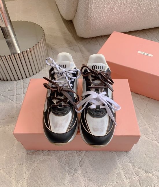 Miu Miu Vintage Chunky Sneakers Thick Sole Comfortable Versatile Daily Shoes