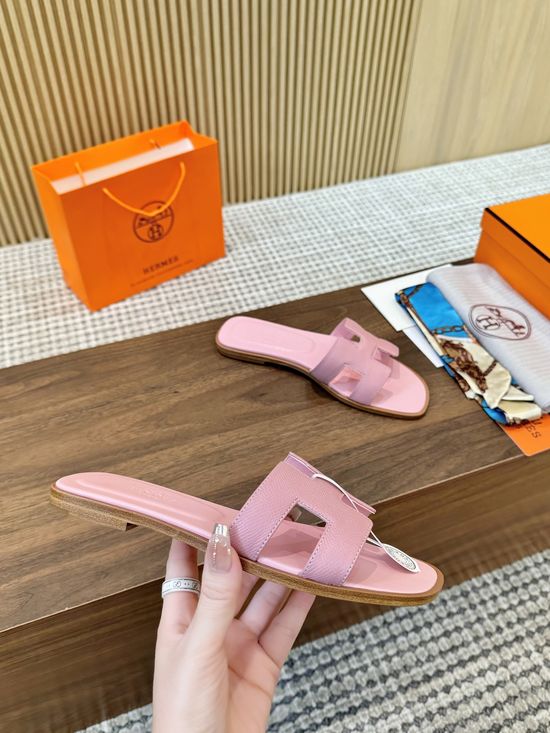 Hermes Premium Handmade Epsom Leather Slides With Full Grain Insole