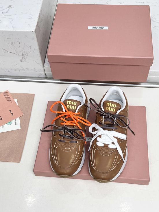 Miu Miu Vintage Distressed Chunky Sneakers with Dual Laces