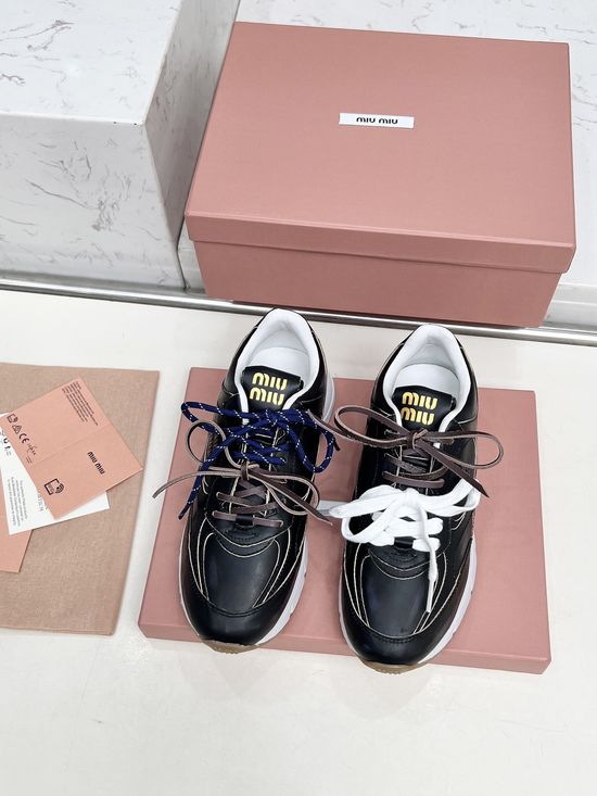 Miu Miu Vintage Distressed Chunky Sneakers with Dual Laces