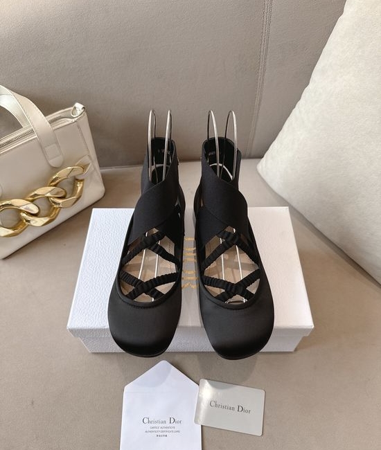 Christian Dior CD Premium Leather Silk Upper Ballet Flats Soft Lining