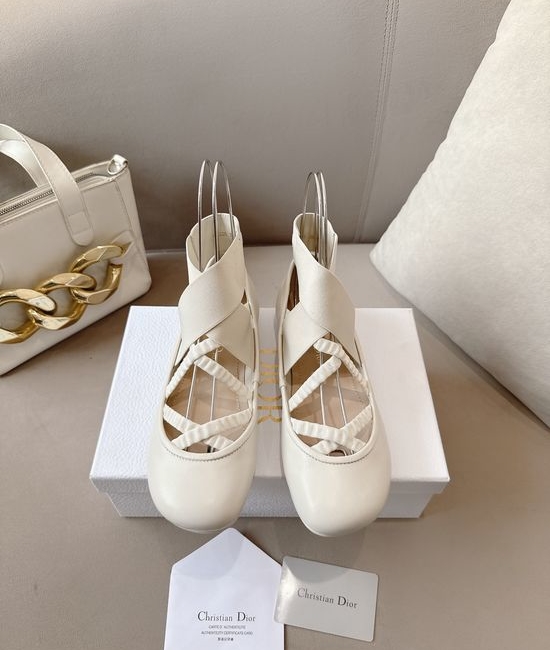 Christian Dior CD Premium Leather Silk Upper Ballet Flats Soft Lining