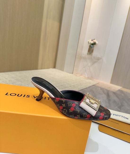 Louis Vuitton LV Mid Heel Leather Sandals Premium Soft Lining Durable Leather Sole