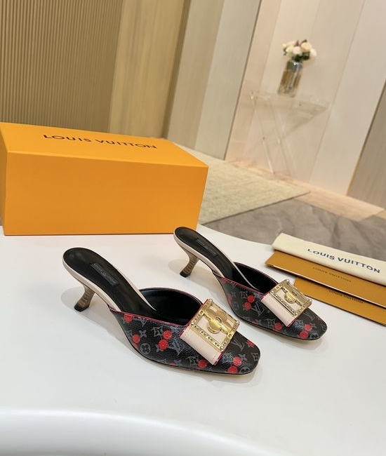 Louis Vuitton LV Mid Heel Leather Sandals Premium Soft Lining Durable Leather Sole