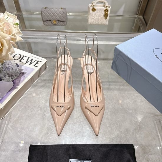 Prada Pointed Toe Polished Leather High Heel Sandals