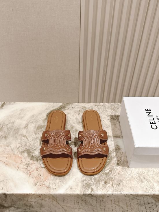Celine Woven Trim Classic Flat Slide Sandals
