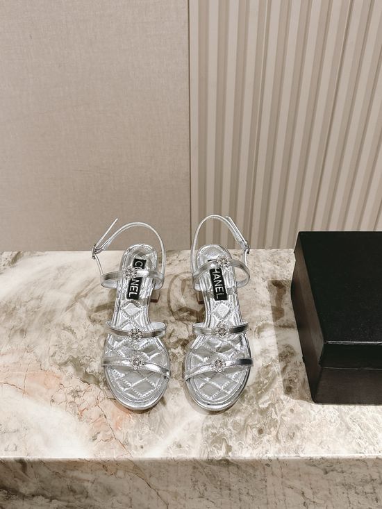 Chanel Faux Pearl Decor Comfortable Leather Sandals