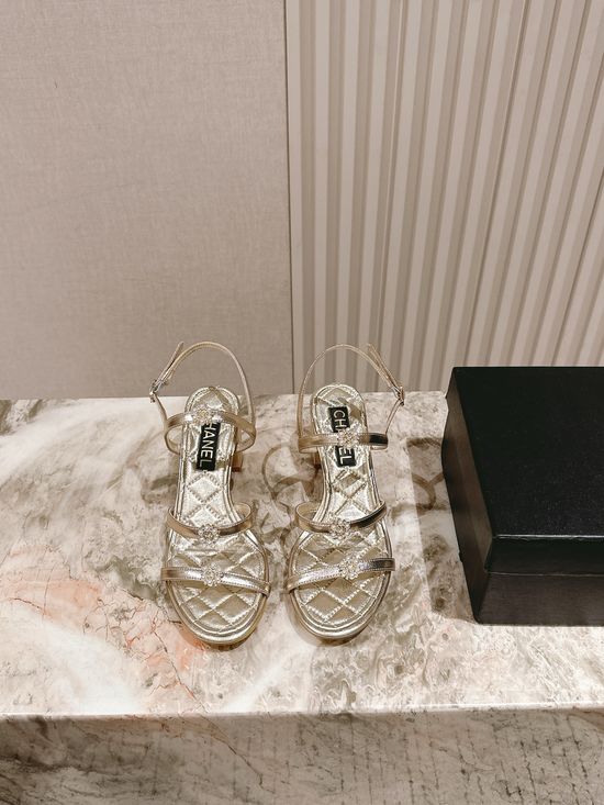 Chanel Faux Pearl Decor Comfortable Leather Sandals