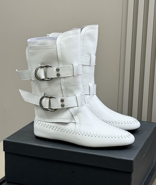 Ann Demeulemeester Stylish Cowhide Mid-calf Boots with Adjustable Buckle