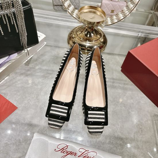 Roger Viver Leather Sandals with Signature Buckle and Low Heel