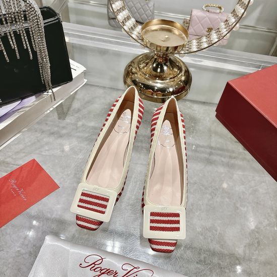 Roger Viver Leather Sandals with Signature Buckle and Low Heel