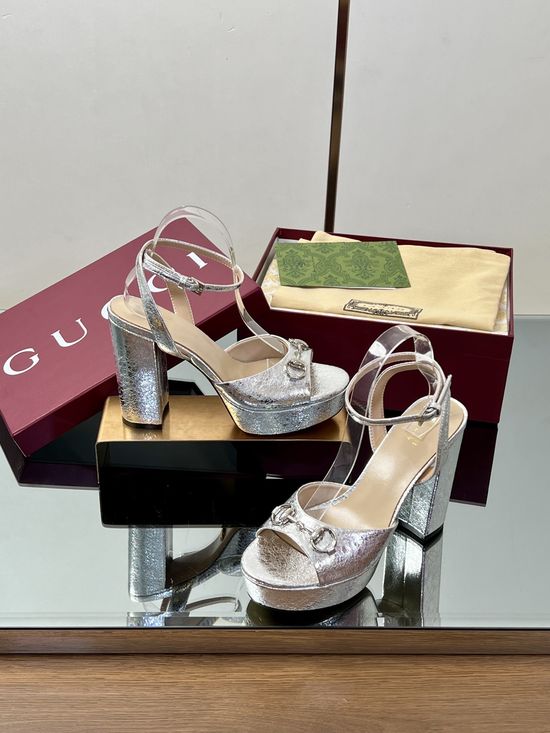 Gucci Horsebit Buckle Platform High Heel Open Toe Sandals